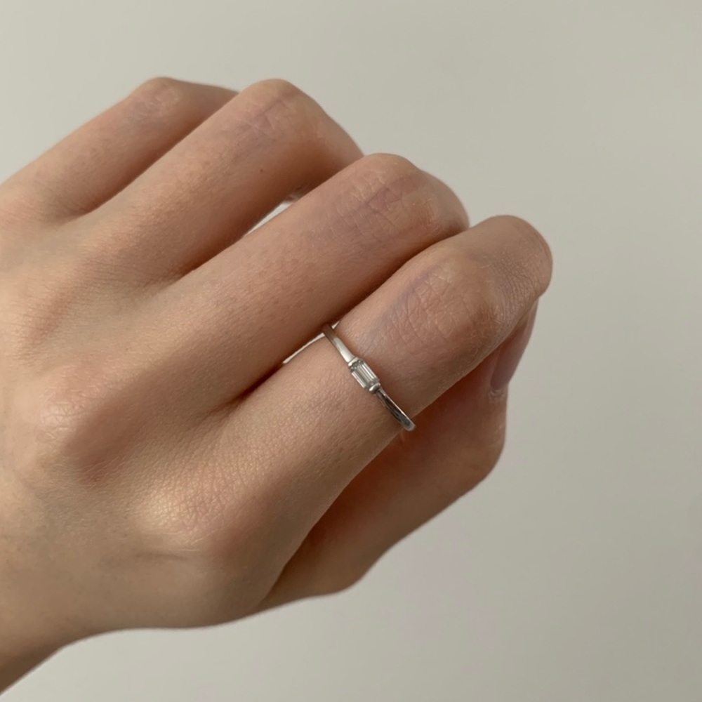 Moissanite Emerald cut Sterling Silver Ring